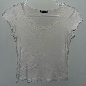 Women’s Brandy Melville White Heart Pattern Scoop Top